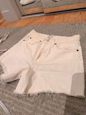 Agolde Cream High-Rise Denim Shorts